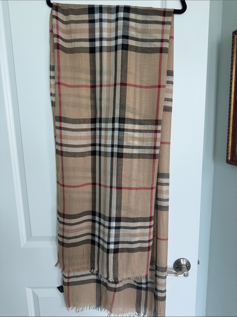 Unbranded Beige Plaid Maxi Scarf with Classic pattern